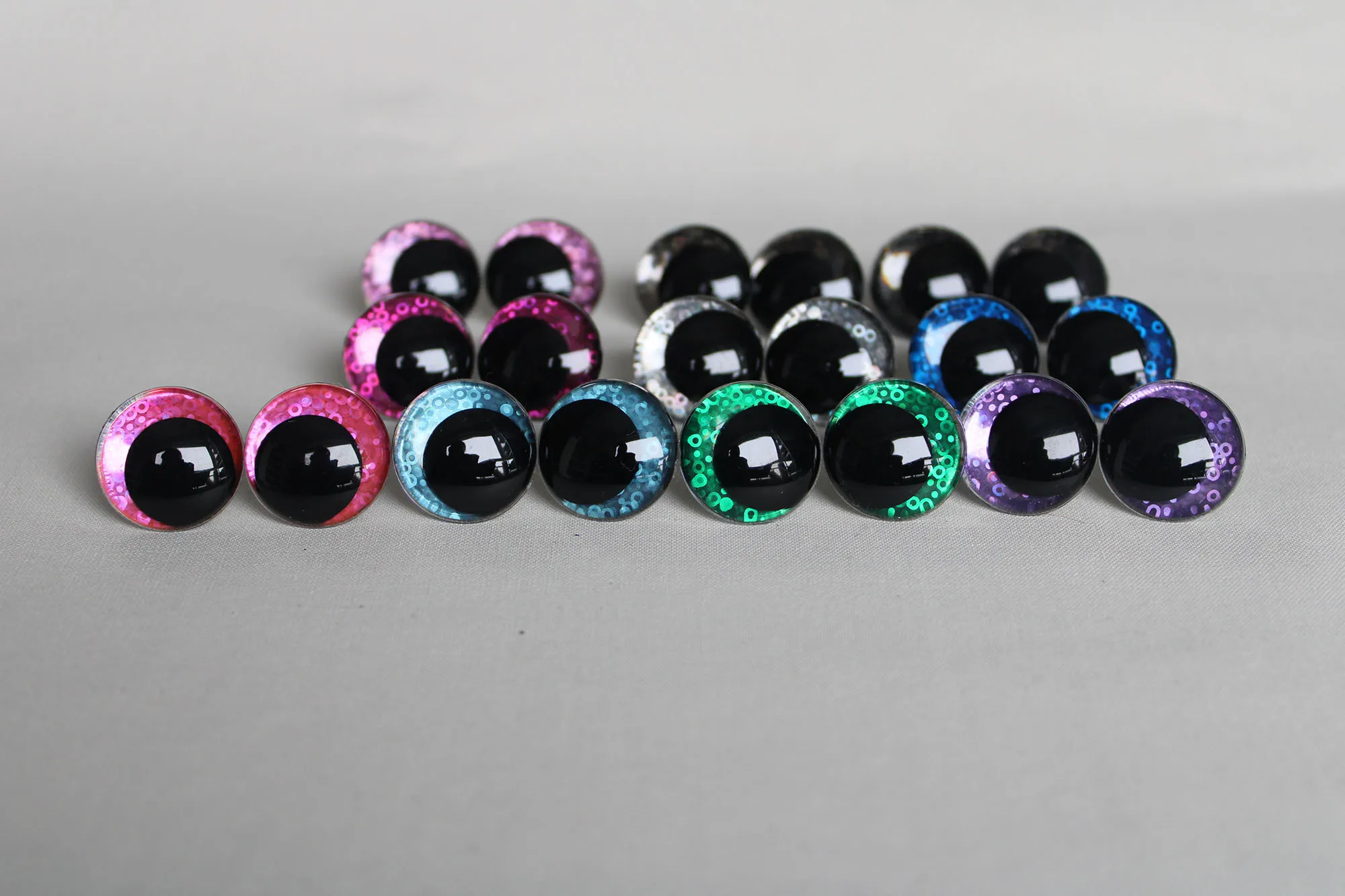 10pcs 14mm 16mm 18mm 23mm 28mm Round Cartoon glitter toy safety eyes doll  pupil eyes with washer for handpaint eyes ---T10