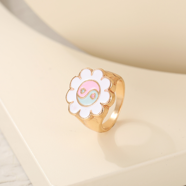 Gal Ring Alien Flower Queen Rings Namel Thick Ring Size Luxury Spring Fine Lucky Jewelry Heart Clouds Rings for Women Gift