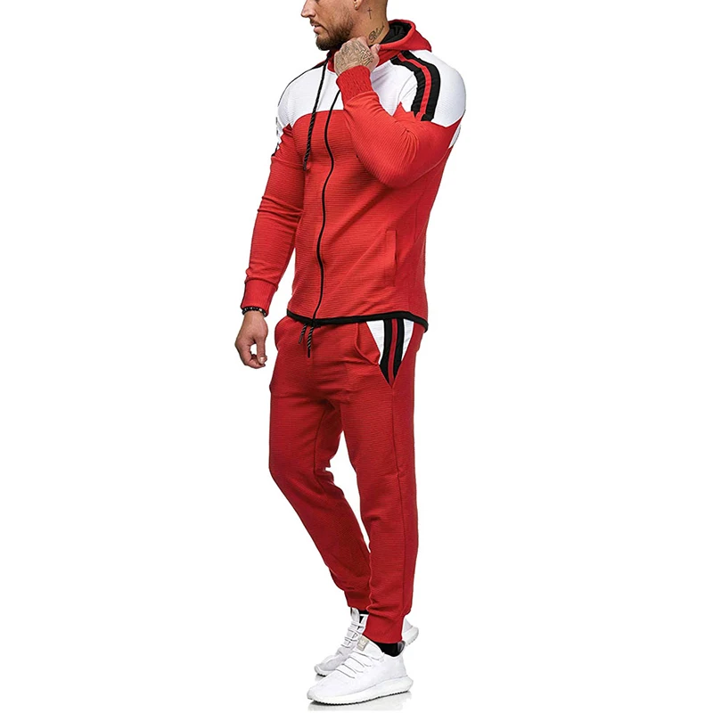 Zipper Hoodies Fashion Tracksuit Suits Sportswear-Sets Sweatshirts Joggers Mens Gym Brand