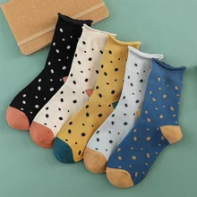 5 пар/партия, женские короткие носки в горошек, женские милые хлопковые винтажные уличные носки Harajuku, японские кавайные носки, все сезоны