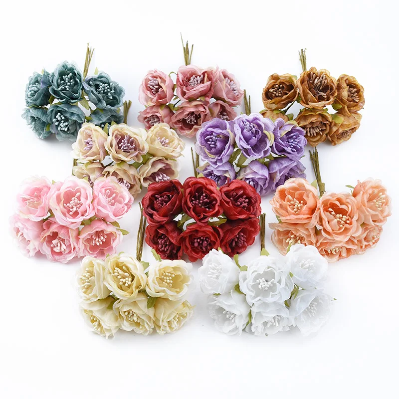6 шт. stamen Чайные розы рождественские украшения для дома diy Подарочная коробка