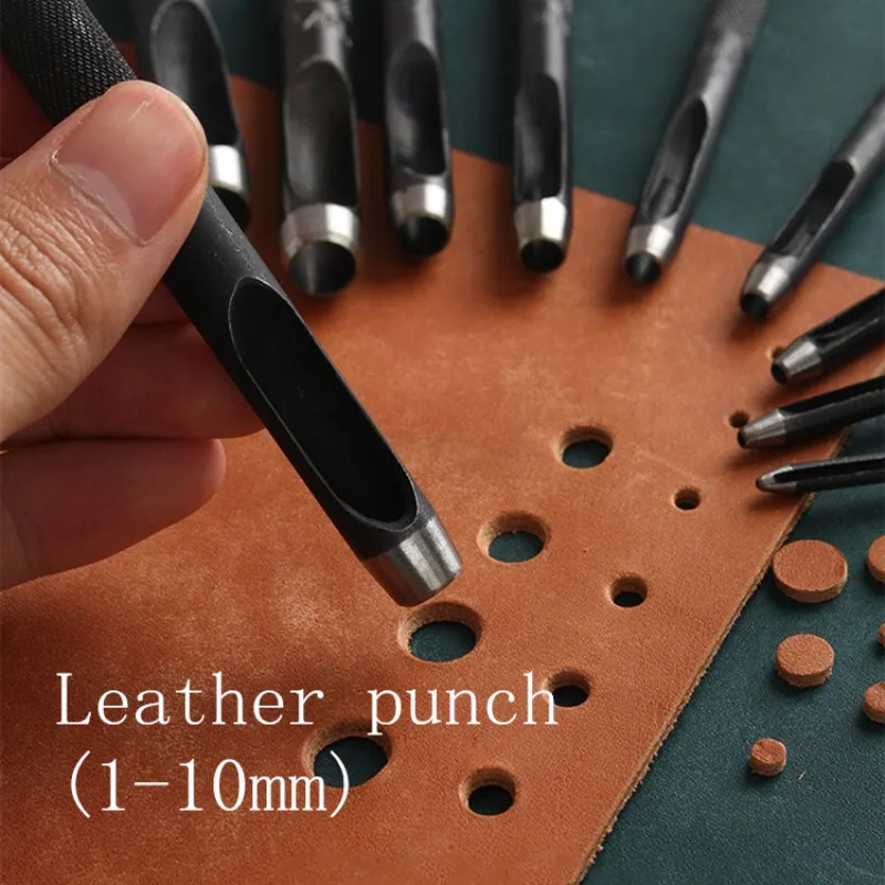 10Pcs Leather Belt Punch Kit Steel Belt Hole Punch Round Hollow Puncher  1.0-10mm