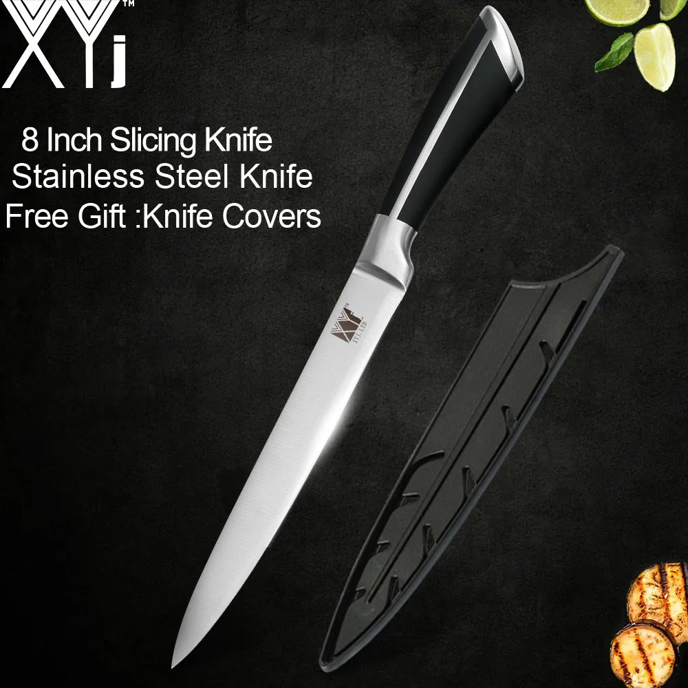 XYj Высокое качество нож шеф-повара из нержавеющей стали высокоуглеродистая твердость кухонный нож японский овощной Кливер кухонные аксессуары - Цвет: 8 inch Slicingknife
