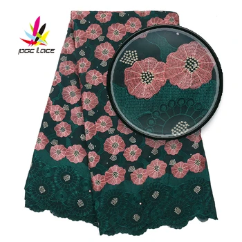 

2019 High Quality African Lace Fabric With Stones Hot Selling Nigerian Lace Fabric With Embroidered Flowers For Dress AMY2928B