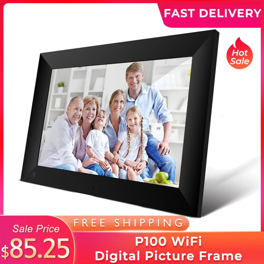 P100 WiFi 10 1-дюймовая цифровая рамка для фотографий 1280x800 IPS сенсорный экран 16 Гб умная
