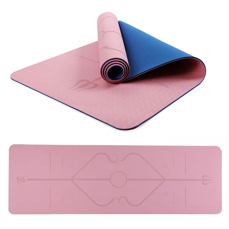 

TPE Yoga Mat with Position Line Non Slip Carpet Mat Double Layer 6mm Women Beginner Environmental Fitness Gymnastics Mats