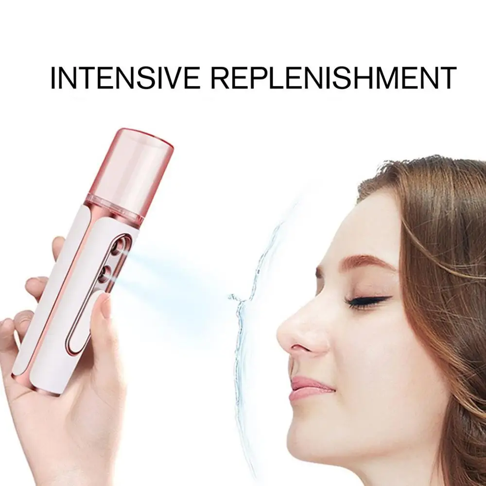 

Double-hole nano-disinfecting spray liquid with two nozzles Portable Facial Humidifier Wireless Rechargeable 2 in 1 Handheled Fa