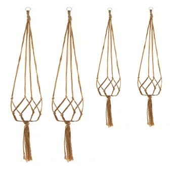 

Gardening flower pot hemp rope hanging net flower pot hanging basket net pocket hanging basket pure hand-woven fine hemp rope