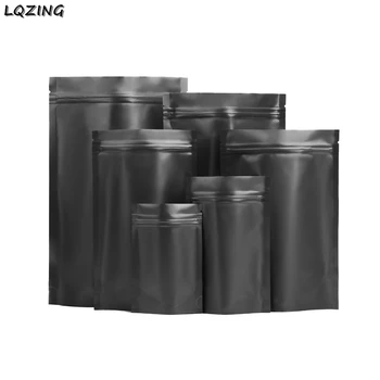 

Matte Black Reusable Zip Lock Bags Candy/Tea/Coffee Bean Package Biggies Retail Aluminium Foil Smell Proof Bag With Lock