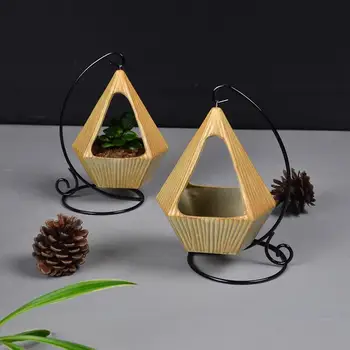 

Geometric Home Decors Succulents Vase Creative Plant Hanging Basket DIY Retro Flower Pot Ornament Hanger Outdoor