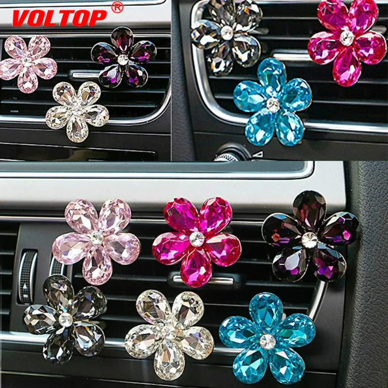

Crystal Flower Car Accessories for Girls Ornaments Decoration Dashboard Pendant Air Conditioner Outlet Perfume Interior Decor