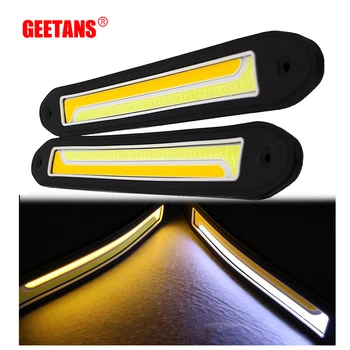 

Waterproof Flexible White to Yellow Car Head Light LED Daytime Running Lights COB DRL Fog Lights With Turn Signal Light 2PCS CF