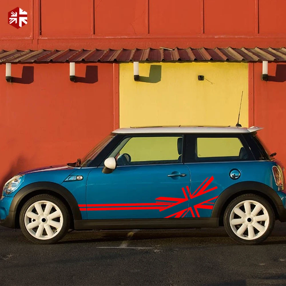 2 Pcs Union Jack Flag Styling Car Door Side Stripes Body Decal Sticker For MINI Cooper S R50 R52 R53 JCW Accessories
