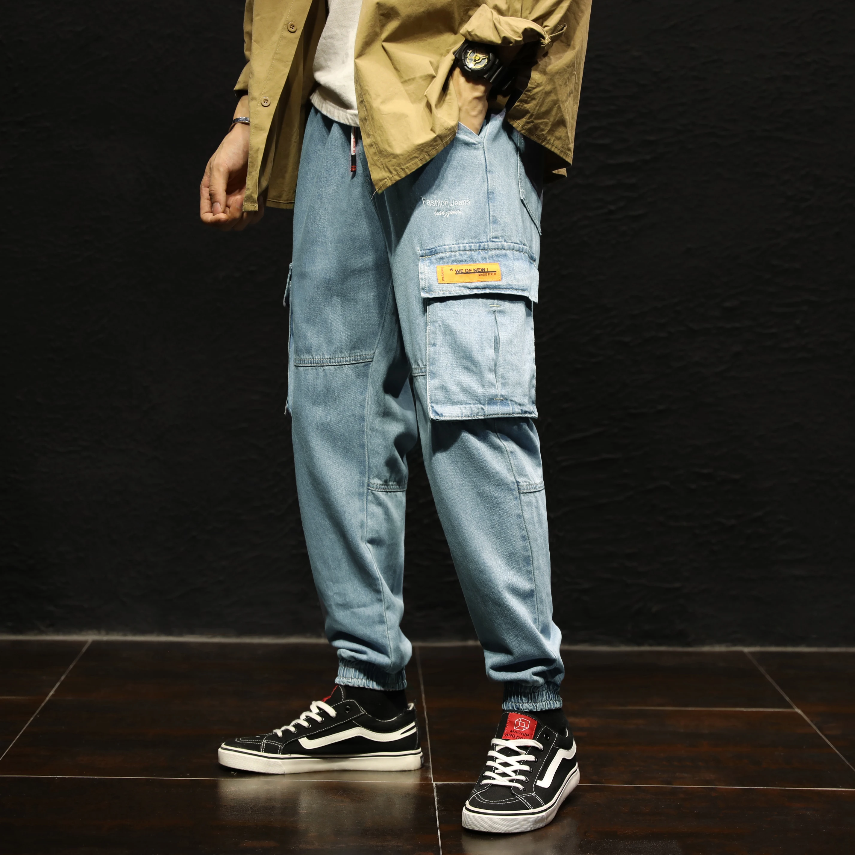 Buy Heavyweight Denim Trousers Mens Pants Men Large size men's jeans pants high waist stretch jeans stretch big size cargo pant 7XL