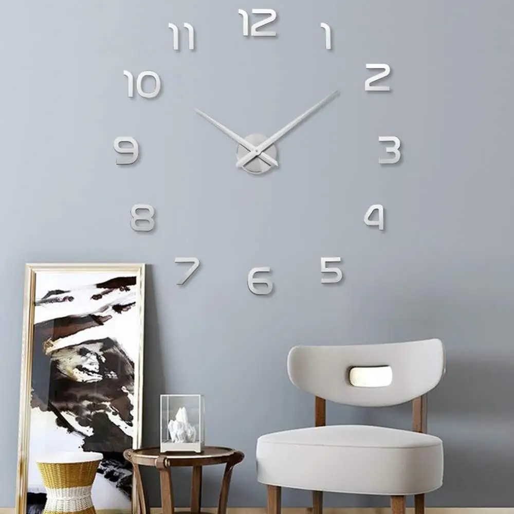 

Big Number Watch Diy Decor Wall Clock Art mirror Sticker Home Modern Decoration Personalized Digital Wall watch