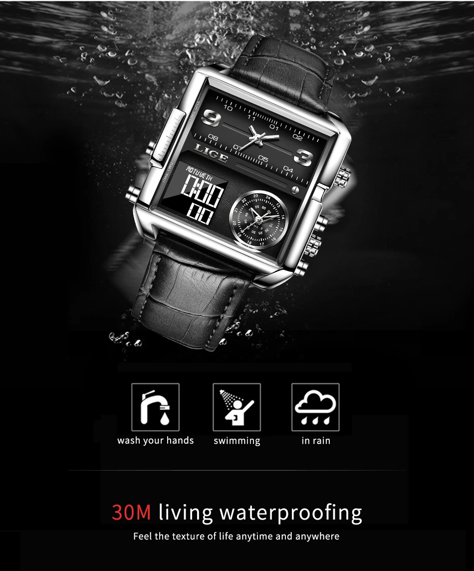 2022 LIGE Sports Watch Men Top Luxury Brand Waterproof Wristwatch Men Quartz Analog Military Digital Watches Relogio Masculino high quality quartz watches