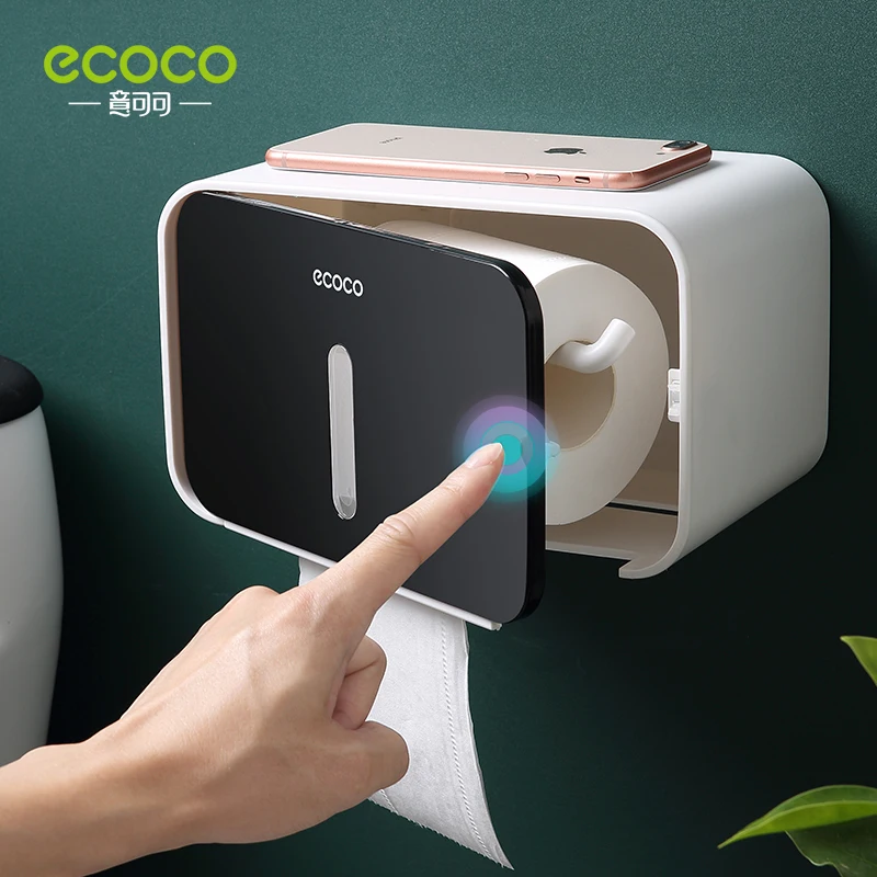 ECOCO Waterproof Paper Towel Box Wall-Mounted Non-Punching Creative Simple Design Home Bathroom Accessories Items Placement Rack tissue box tissue dispenser