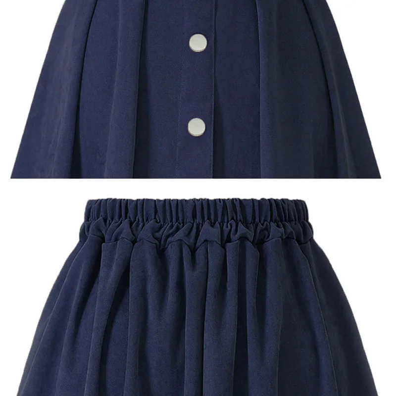 Button women midi skirt new vintage a line high waist pleated skirt fashion retro solid spring summer ladies skirt 2020 CDR1665 (4)