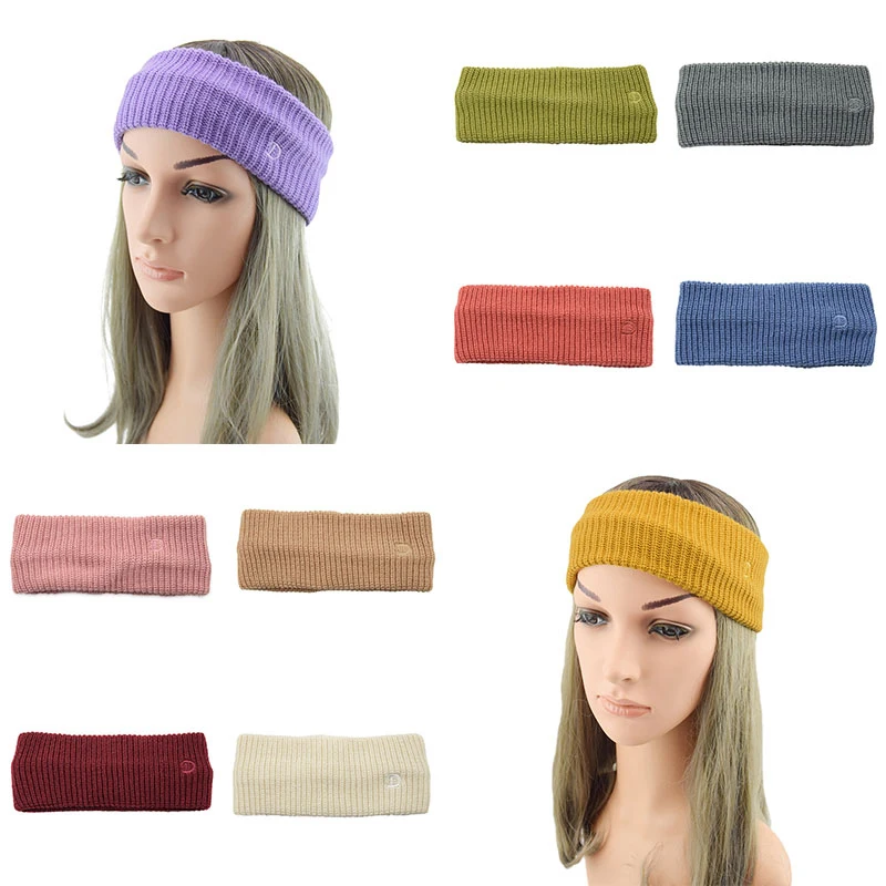 

Sports Face Wash Make Up Hairband Elastic Soft Wide Turban Head Wrap Ear Warmer Solid Color Hair Accessories Knitted Headband