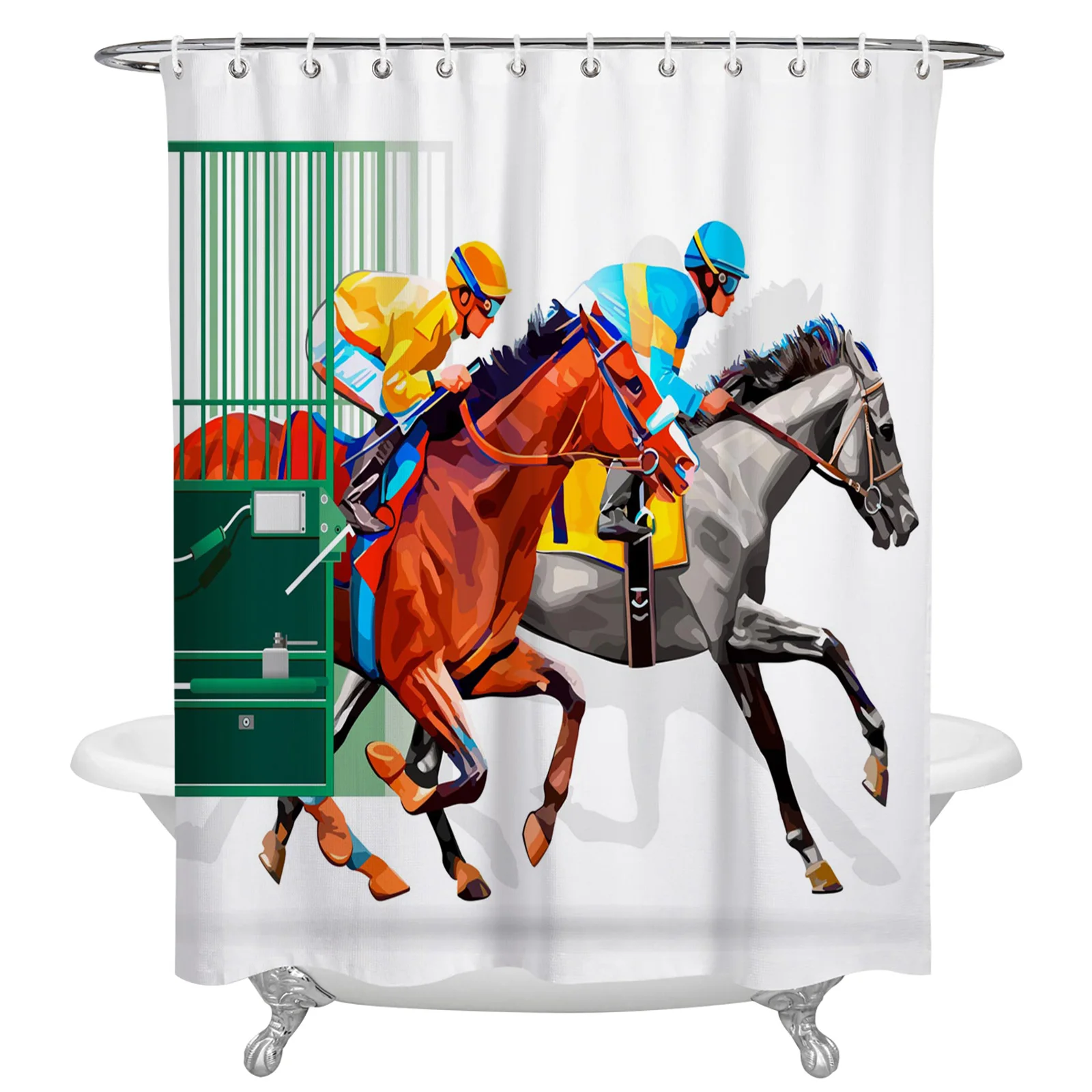 Arena Horse Racing Colorful Shower Curtain Home Bath Decorative