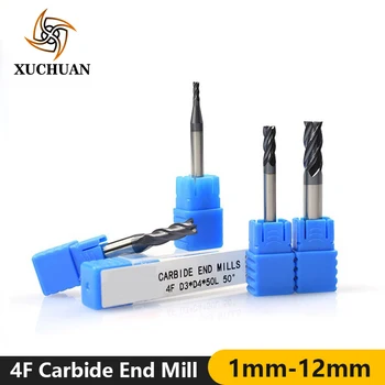 

1pc 1-12mm 4 Flutes CNC Machine Tools Milling Cutter 45 Degrees Spiral Router Bit Tungsten Carbide Engraving Bit CNC End Mills