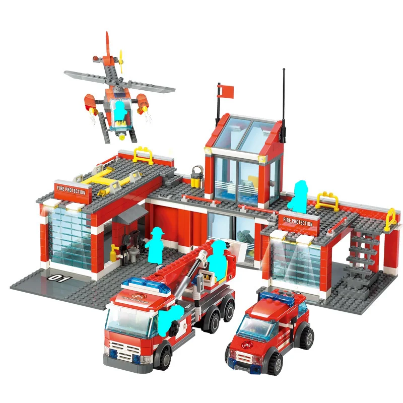 Billige Kompatibel legoinglys Stadt Fahrzeuge Feuer Haus Lkw Hubschrauber Auto Creator Bausteine Zahlen Bricks DIY Spielzeug für Kinder