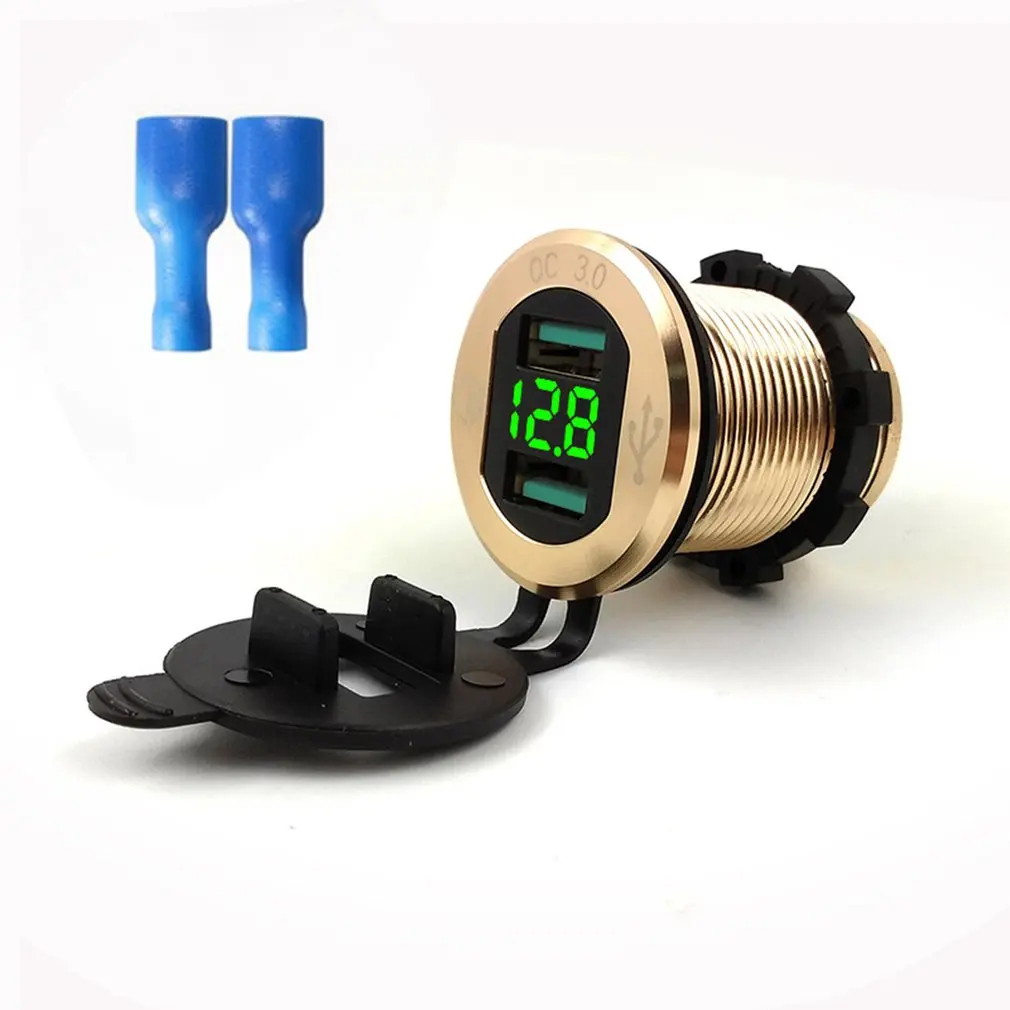 9V 12V 18W Car Charger Charge Socket QC3.0 USB Port LED Volt Display for Phone Tablet NavigatoGold Shell Blue Lamp | Обустройство
