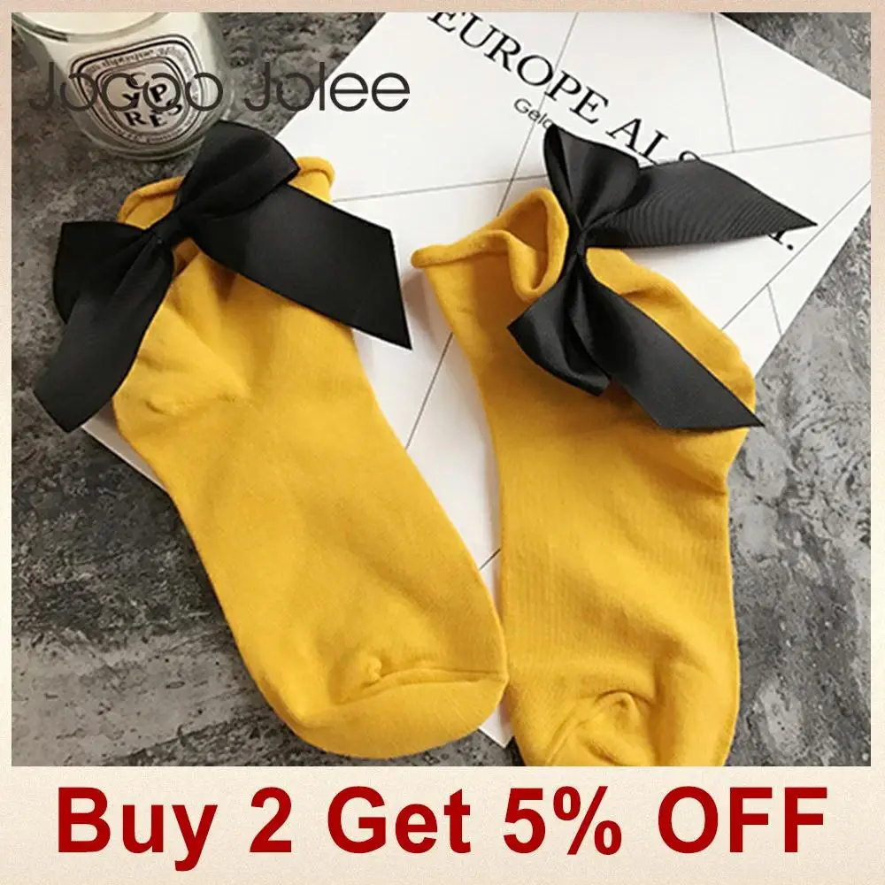 Jocoo Jolee/милые студенческие носки; короткие носки с большим бантом и лентой на пятке; Chaussette; женские короткие носки