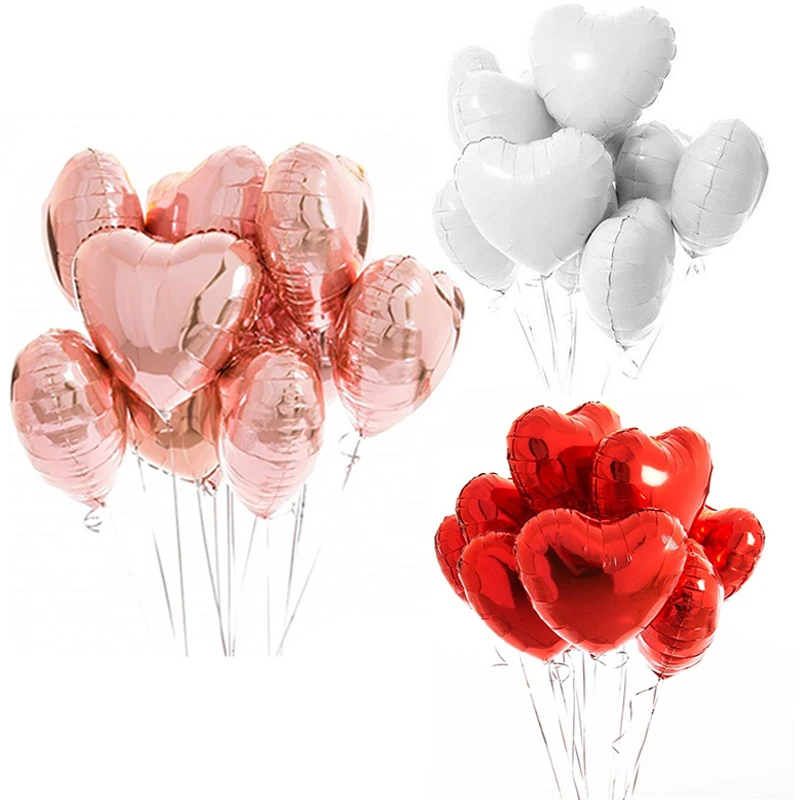 10pcs Multi Rose Gold Heart Foil Balloons Confetti Latex Birthday Baloons Party Decorations Kids Adult Wedding Ballons | Дом и сад
