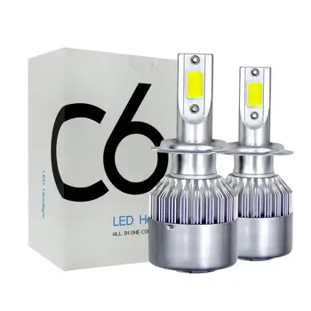 

Car Headlight Bulbs Car Lights Car Accessories Automobile 2pcs Super Bright LED Headlight Kit H7 200W 20000LM 6000K Fog Bulb