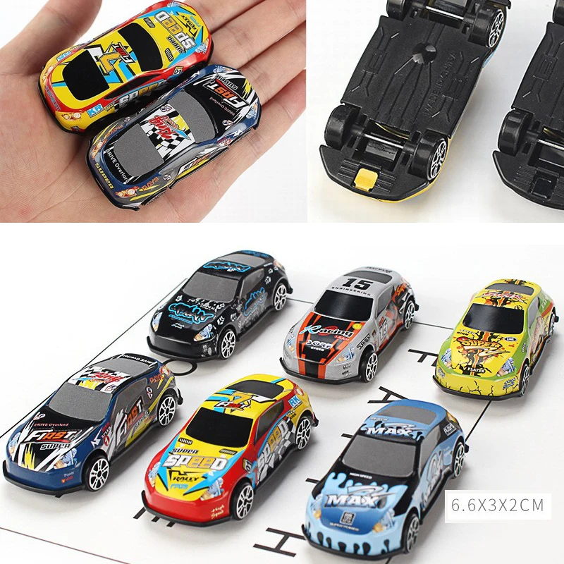 

6Pcs Set Toy Racing Car Alloy Diecast Vehicle Iron Shell Taxi Model Inertia Sliding Rail Car Mini Small Gift Children Boys Toys