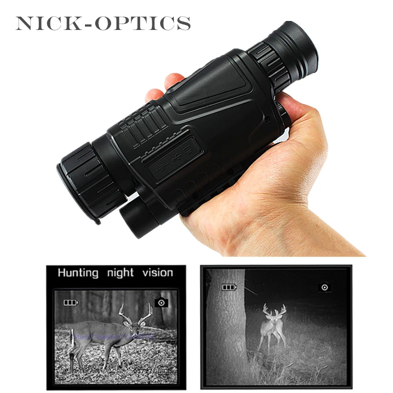 Binóculos de visão noturna profissional da caça infravermelha monocular do telescópio com cartão de memória 8gb
