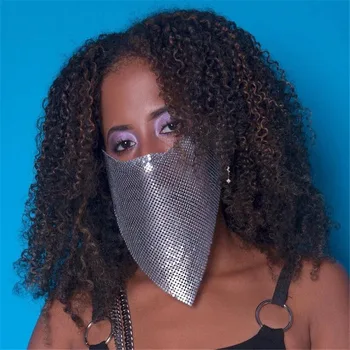 

Glitter Metal Sequin Triangle Jewelry Mask Fashion Chain Nightclub Show Jewelry for Men and Women Multicolor Sparkle Accessories