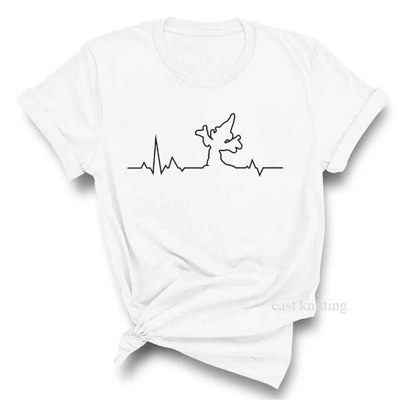 Heartbeat Lifeline, собачья Лапка, кошачья лапка, женская футболка, Halajuku, повседневная забавная футболка, унисекс, для девушек, топ, футболки, хипстер, Прямая поставка - Цвет: 0958-white