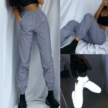 

Women Sweatpant flash Reflective Pants Joggers Hip Hop Dance Show Party Night Jogger Baggy Trousers Plus Size