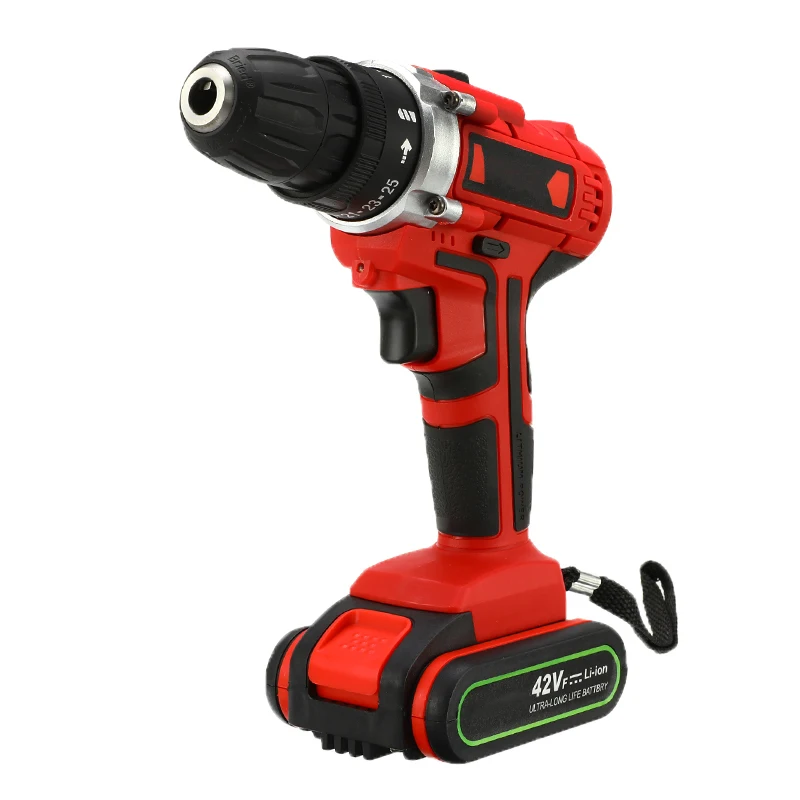 Electric Drill Cordless Screwdriver 42V 110-240V Lithium Battery LED Light Mini DIY Wireless Power Driver 2-Speed Power Tools