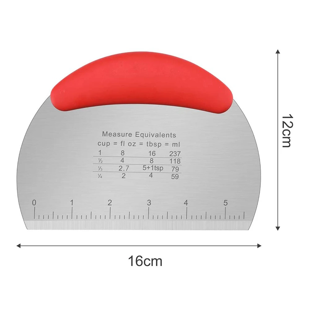 Stainless Steel Dough Cutter with Scale Pastry Scraper Chopper Pizza Divider Semicircular Bread Separator Flour Pastry Cake Tool