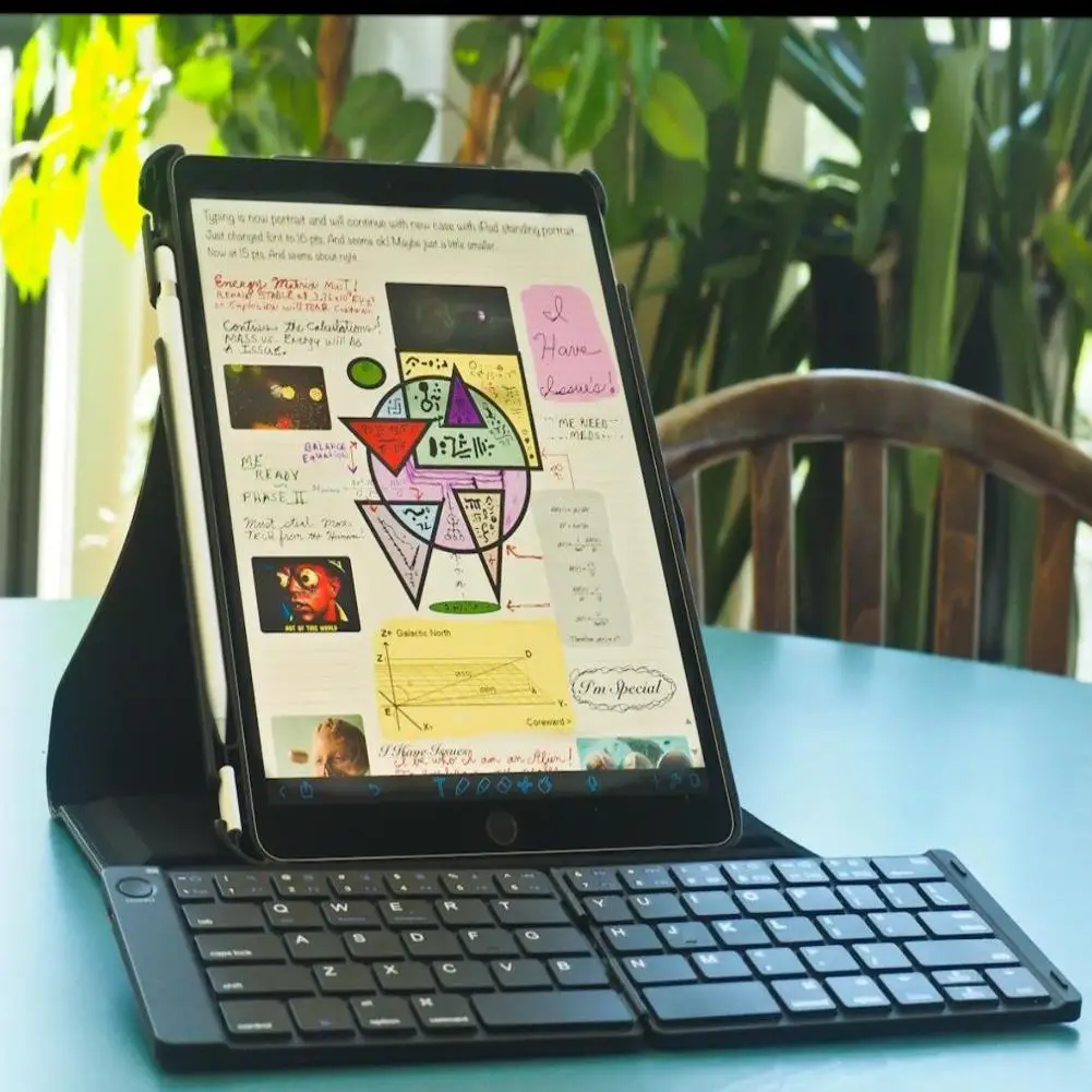 Складная Bluetooth клавиатура перезаряжаемая полноразмерная клавиатура для iPhone iPad IOS Mac Android Phone Tablet