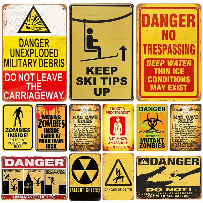 

Danger Warning Metal Sign Tin Sign Vintage Beware Plaque Bar Pub Garage Club Decoration Home Wall Art Decor Iron Poster