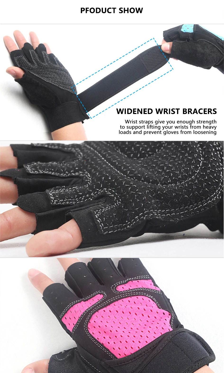 Силикагель нескользящий дышащий удлиненный Браслет фитнес тяжелая атлетика половина пальцев перчатки спортивные перчатки для велоспорта
