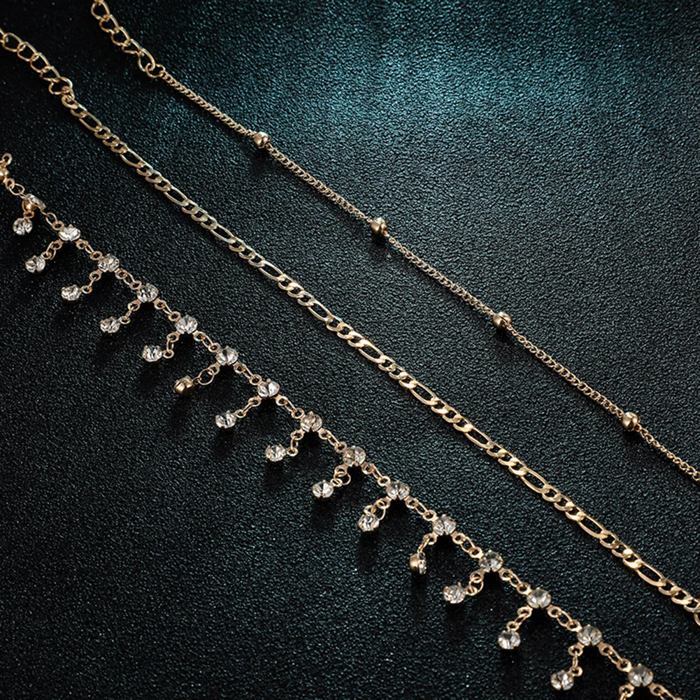 3 шт./компл. Для женщин Стразы Tassel Pendant ножной браслет-цепочка, ювелирное изделие, подарок