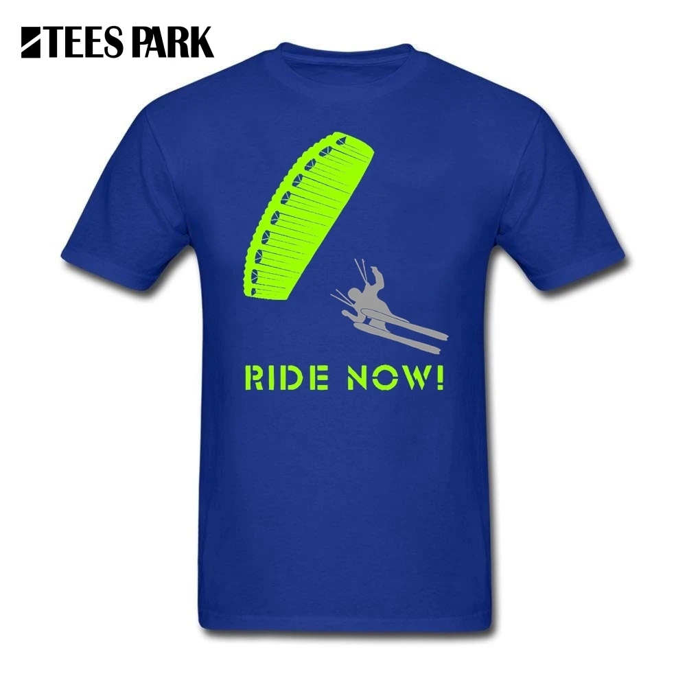 Speedriding! Ride Now футболка Skydiver Parachute Jumping Мужская Дизайнерская футболка Подростковая хлопковая футболка с короткими рукавами рубашки мужские топы - Цвет: Синий