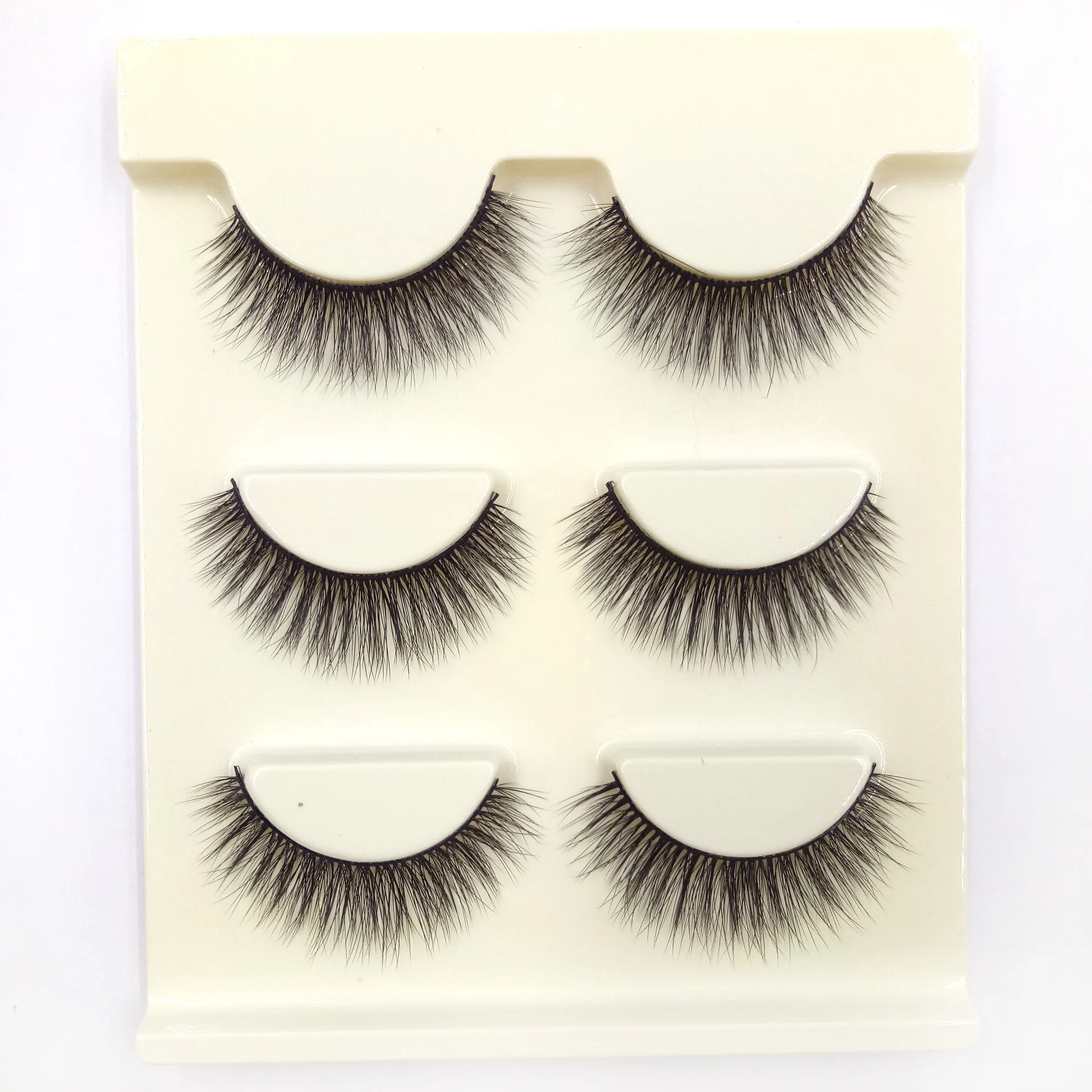 

3D-43 3 pairs of handmade false eyelashes 3D multi-layered eyelashes black stem natural cross false eyelashes