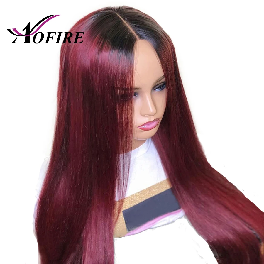 1B 99J темно-красный цвет парик фронта шнурка человеческих волос парики прямые перуанские волосы remy 99J Омбре Бургунди с детскими волосами для женщин