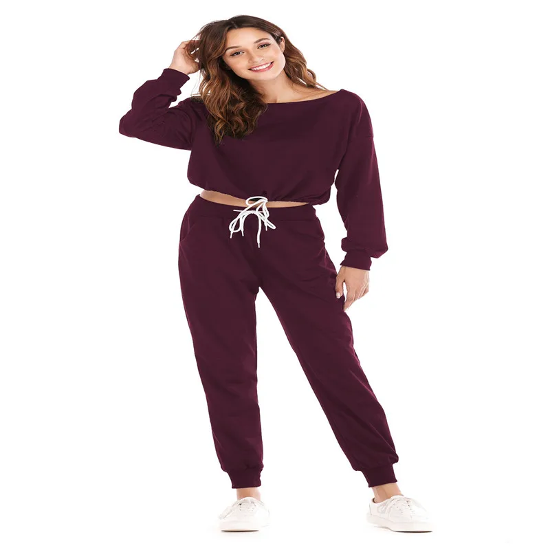 

Spring and Autumn New Hot Casual Women's Two-piece Round Neck Long Sleeve Short Tops and Strap Long Set Fashion Wild women's Set