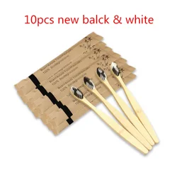Eco-Friendly Bamboo Toothbrush Set - 10 Colorful Soft Bristle Brushes (10pcs new black)