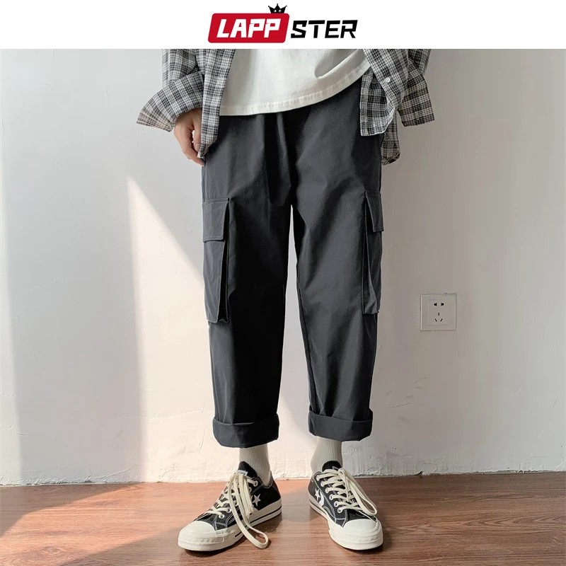 LAPPSTER Harajuku уличные брюки карго мужские шаровары мужские Харадзюку Джоггеры мужские корейские хип-хоп свободные повседневные спортивные штаны