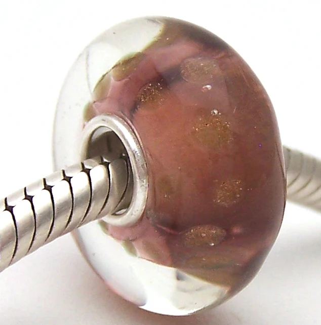 

PJG1615 100% S925 Sterling Silver Beads Murano Glass beads Fit European Charms Bracelet charms diy jewelry Lampwork GlassBeads