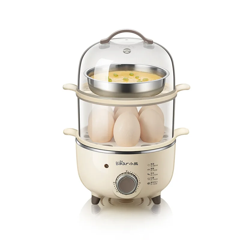 

New Products Bear Egg Boiler Double Layer Timing Egg Steamer Send Stainless Steel Steaming Bowl ZDQ-B14R1 Large Amount Preferent