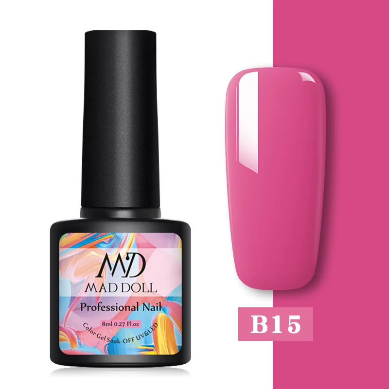 B15 MAD DOLL, Термальный гель для ногтей, меняющий цвет, блестки, отмачиваются, УФ-гель для ногтей, лак для ногтей, дизайн ногтей, сделай сам, украшение - Цвет: B15